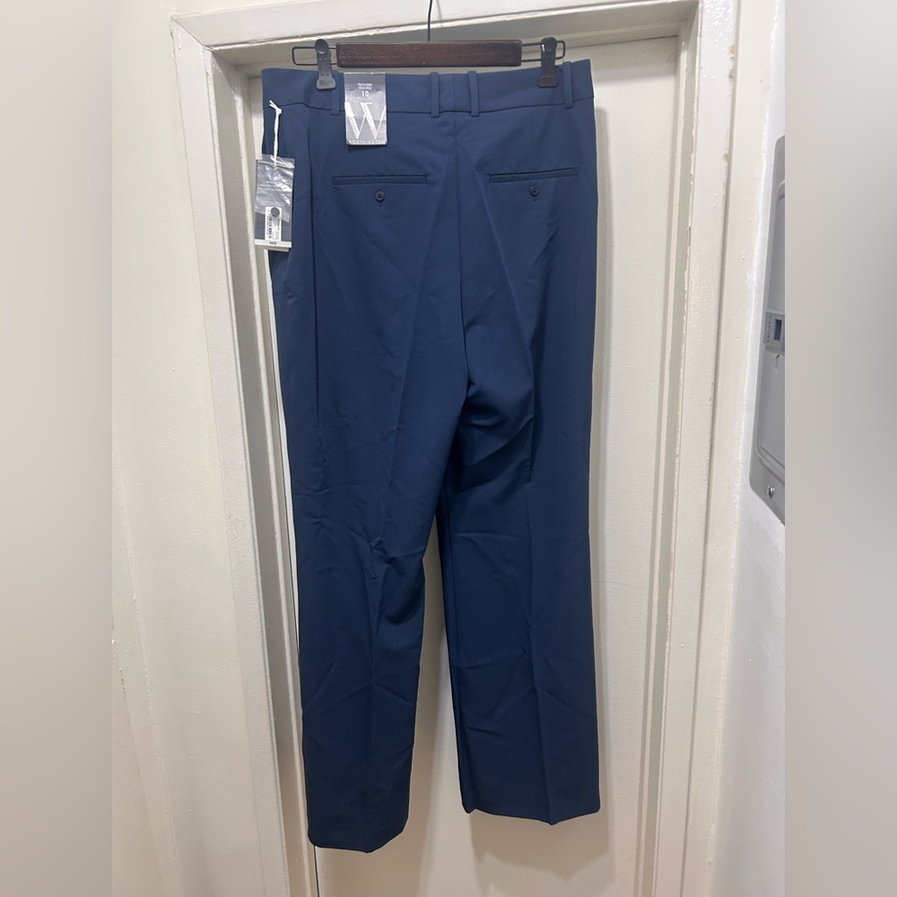 Worthington Womens Trouser Pants Size 10 Blue High Rise Wrinkle Free Career New